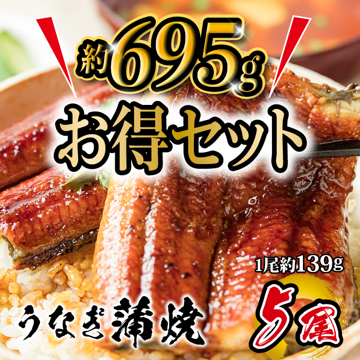 お得セット　うなぎ蒲焼き 約139g ×5尾